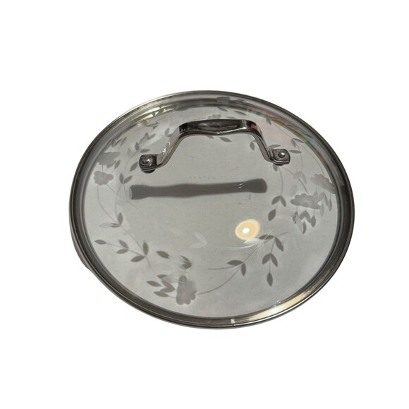 (JW) Princess House® St. Steel Heritage Etched Glass 9.5" Replacement Lid - Picture 1 of 3